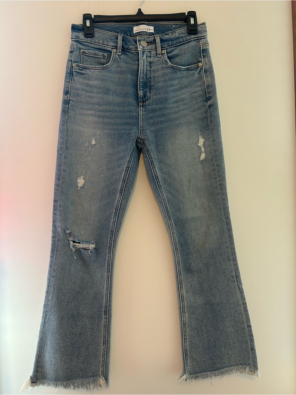 LOFT Light Blue Distressed Flare Jeans